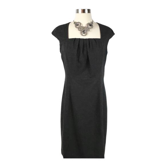 CLASSIQUES ENTIER ATELIER Sheath Dress Square Neck Charcoal Gray Back Zipper 8 - Picture 2 of 8